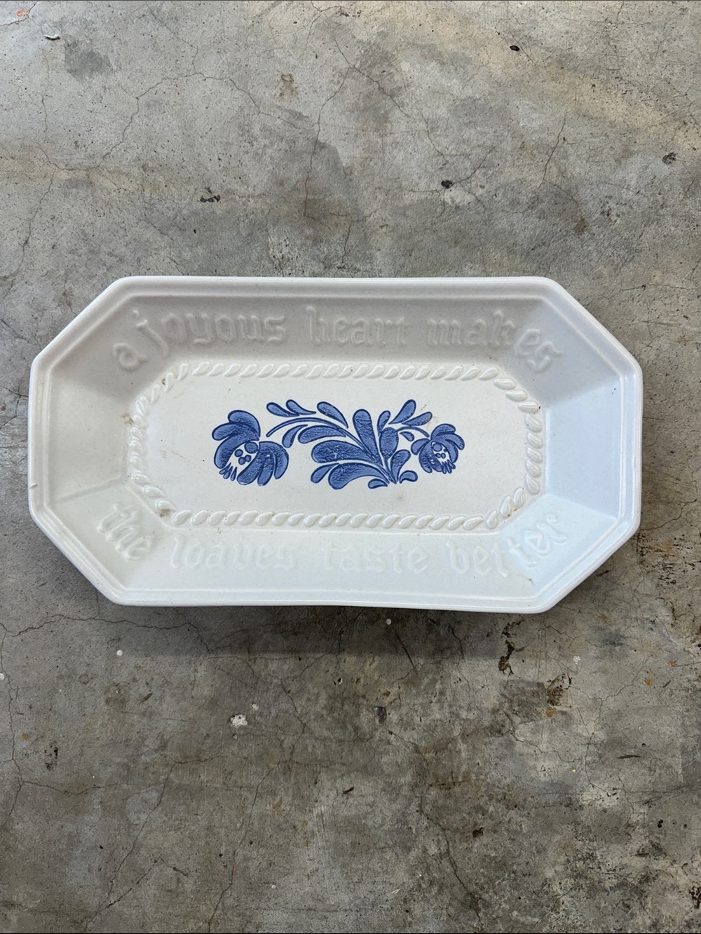White Ceramic Serving Platter with Blue Floral Motif